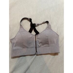 Kyodan Womens Gray Heathered Front Zip High Impact Sports Bra Size Large